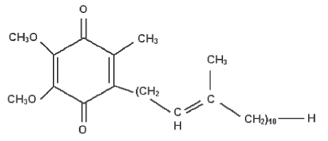 Chemical structure of coenzyme Q10.